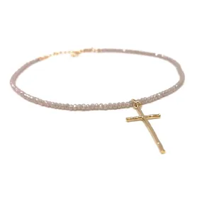 Erin Gray - Prayer Cross on Palest Pink Necklace