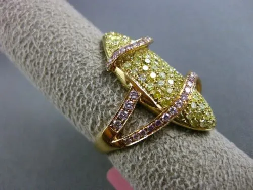 ESTATE EXTRA LARGE 2.47CT YELLOW & PINK DIAMOND 18K YELLOW & ROSE GOLD WAVE RING