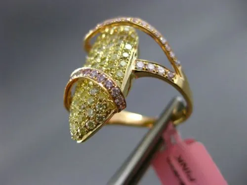 ESTATE EXTRA LARGE 2.47CT YELLOW & PINK DIAMOND 18K YELLOW & ROSE GOLD WAVE RING