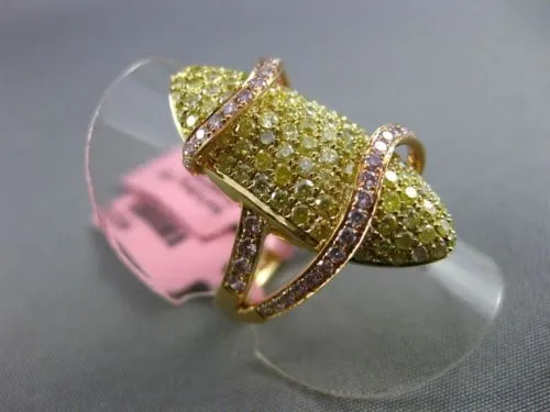 ESTATE EXTRA LARGE 2.47CT YELLOW & PINK DIAMOND 18K YELLOW & ROSE GOLD WAVE RING