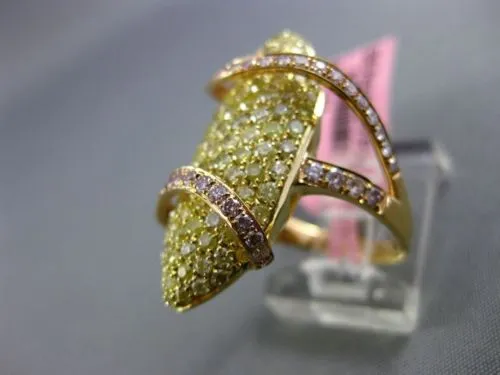 ESTATE EXTRA LARGE 2.47CT YELLOW & PINK DIAMOND 18K YELLOW & ROSE GOLD WAVE RING