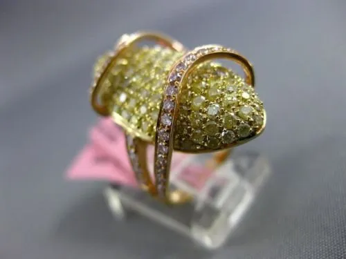 ESTATE EXTRA LARGE 2.47CT YELLOW & PINK DIAMOND 18K YELLOW & ROSE GOLD WAVE RING