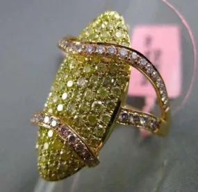 ESTATE EXTRA LARGE 2.47CT YELLOW & PINK DIAMOND 18K YELLOW & ROSE GOLD WAVE RING