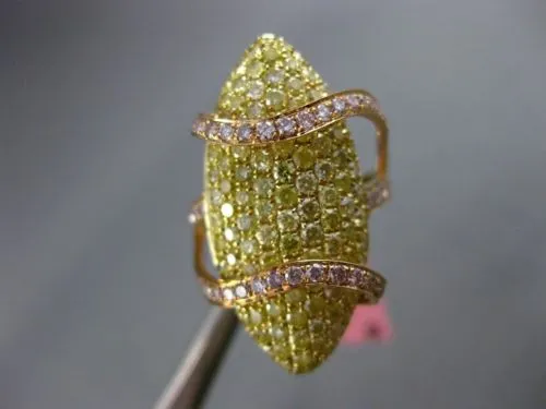 ESTATE EXTRA LARGE 2.47CT YELLOW & PINK DIAMOND 18K YELLOW & ROSE GOLD WAVE RING
