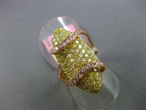 ESTATE EXTRA LARGE 2.47CT YELLOW & PINK DIAMOND 18K YELLOW & ROSE GOLD WAVE RING