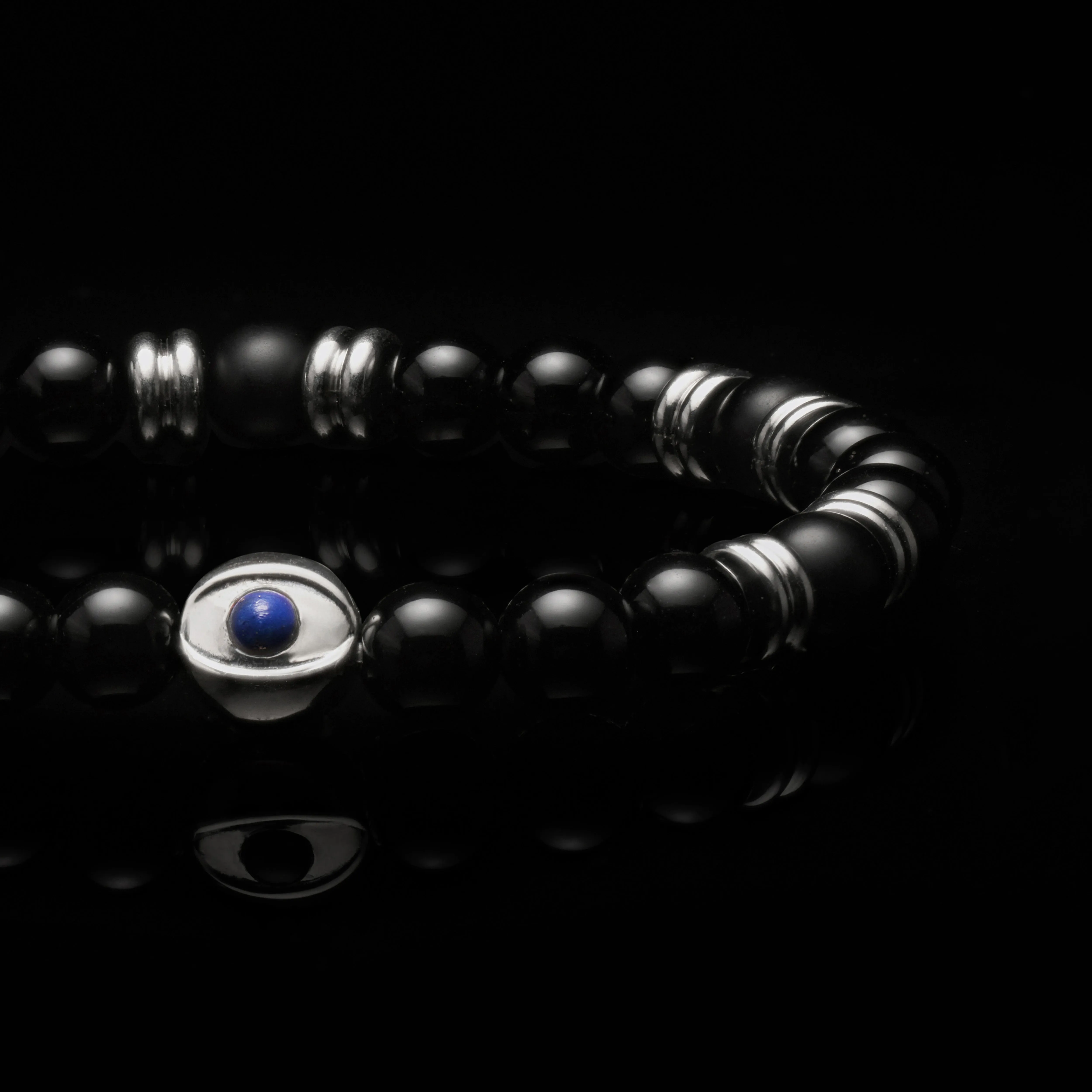Evil Eye Onyx Beaded Bracelet