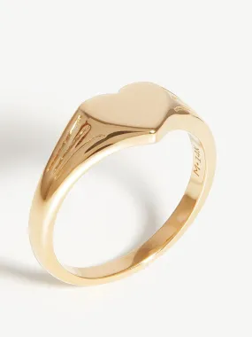 Fine engravable heart signet ring