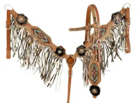 Floral & Aztec Fringe Headstall Set