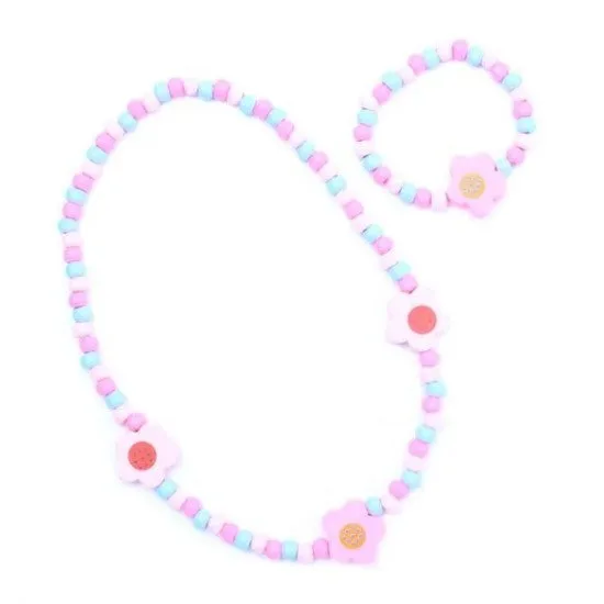 Flower Bead Necklace and Bracelet Set