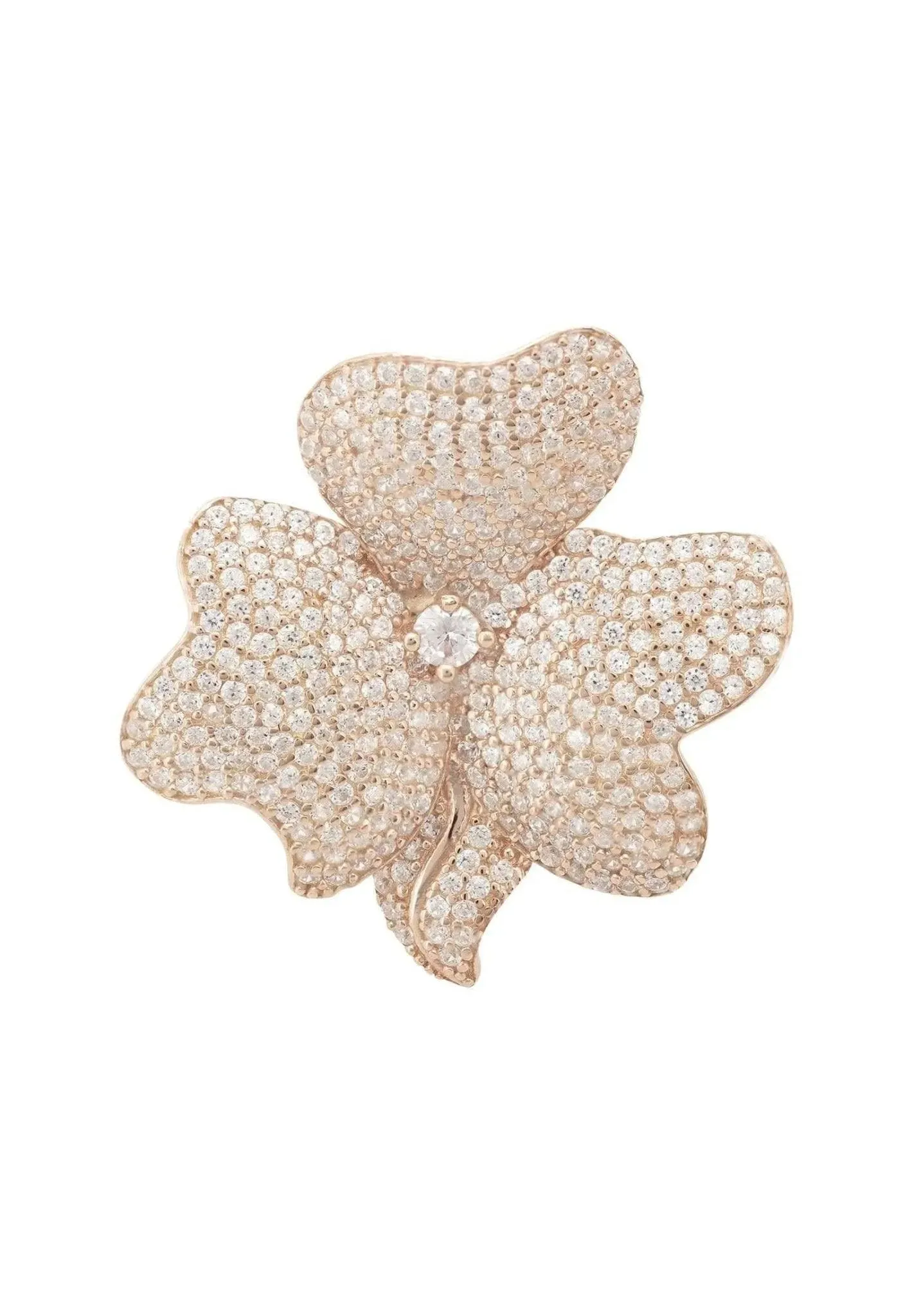 Flower Cocktail Ring Rose Gold Plated
