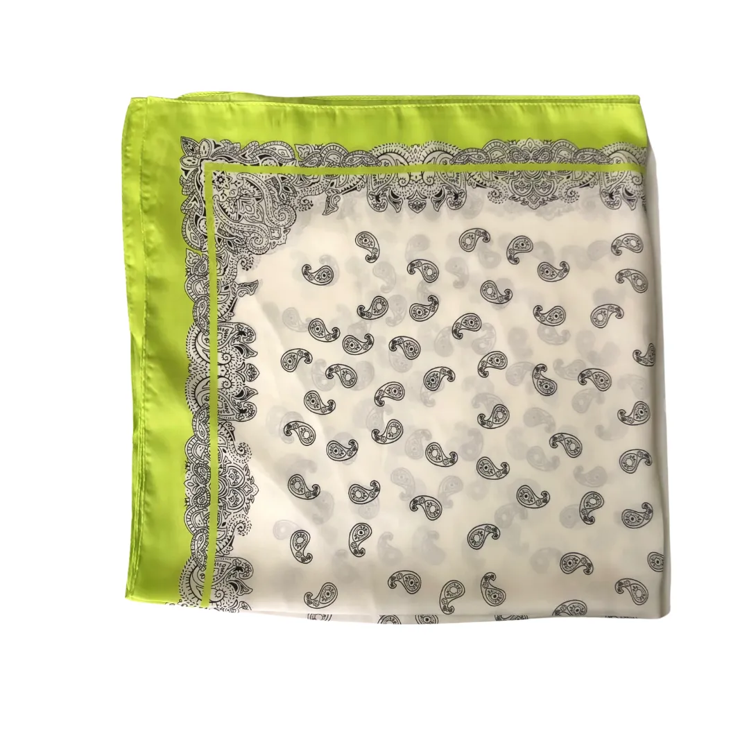 Flower Necktie Poly Silk Scarf - Apple Green