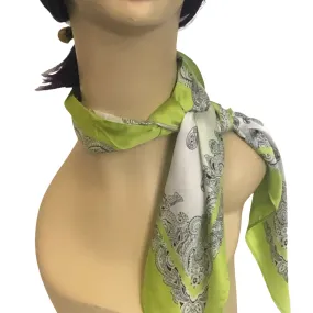 Flower Necktie Poly Silk Scarf - Apple Green