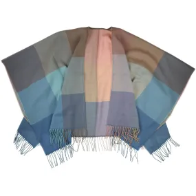 FRAAS - The Scarf Company - Block Plaid Woven Ruana: Blue