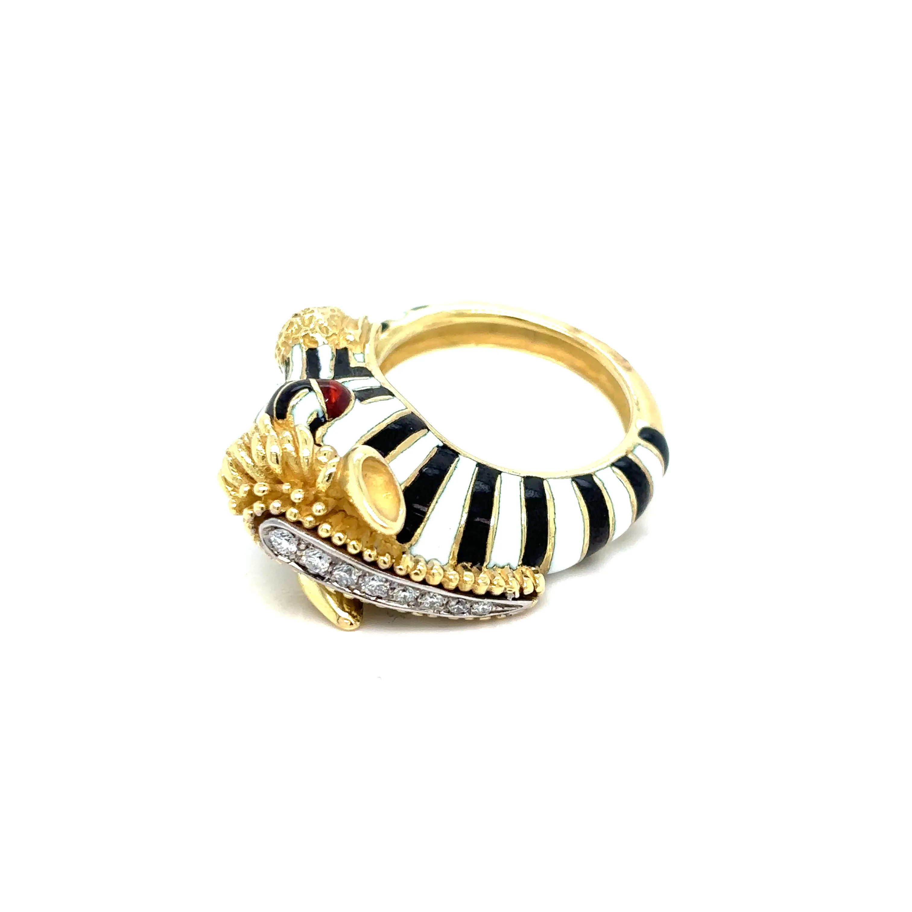 Frascarolo Italy Enamel Gold Zebra Ring