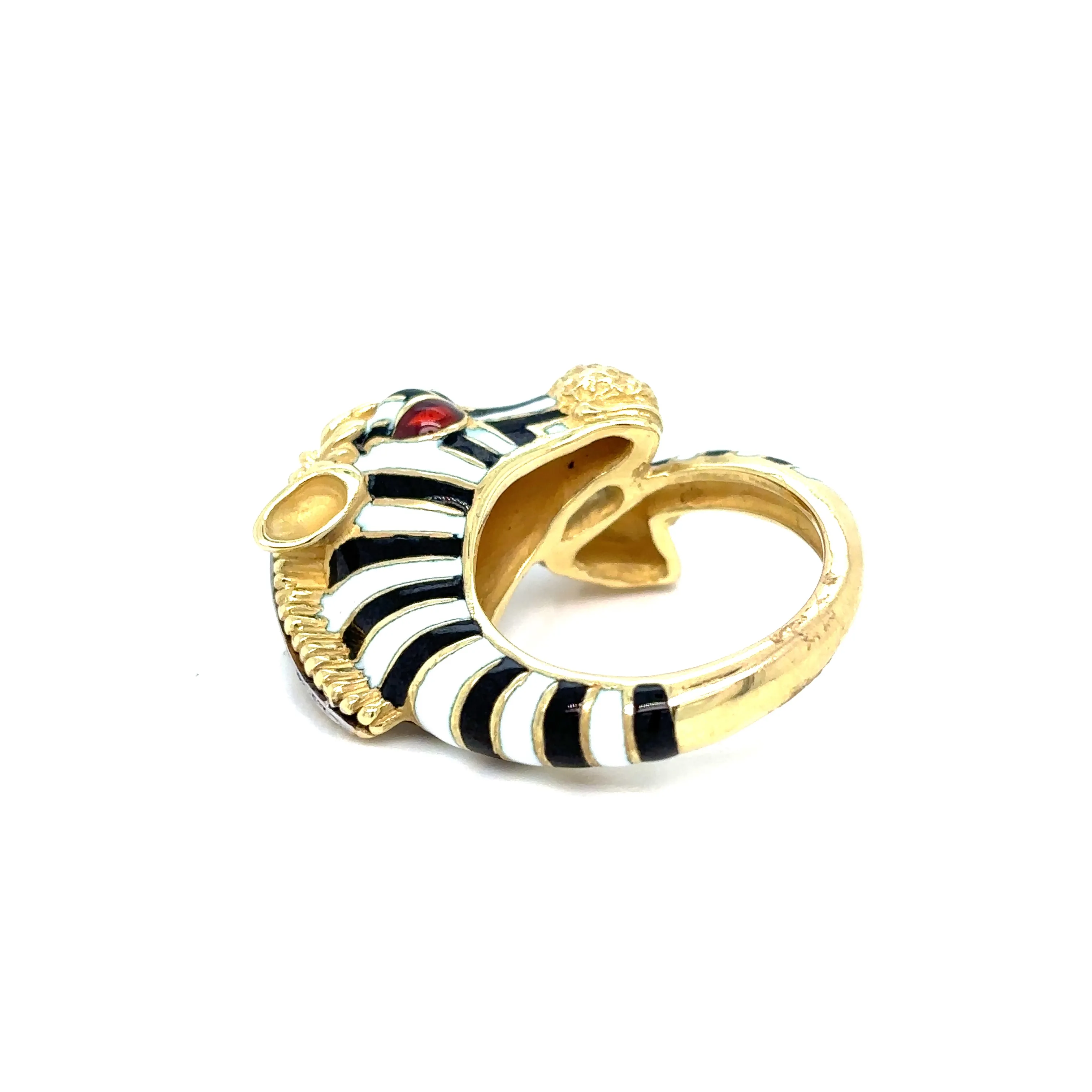 Frascarolo Italy Enamel Gold Zebra Ring