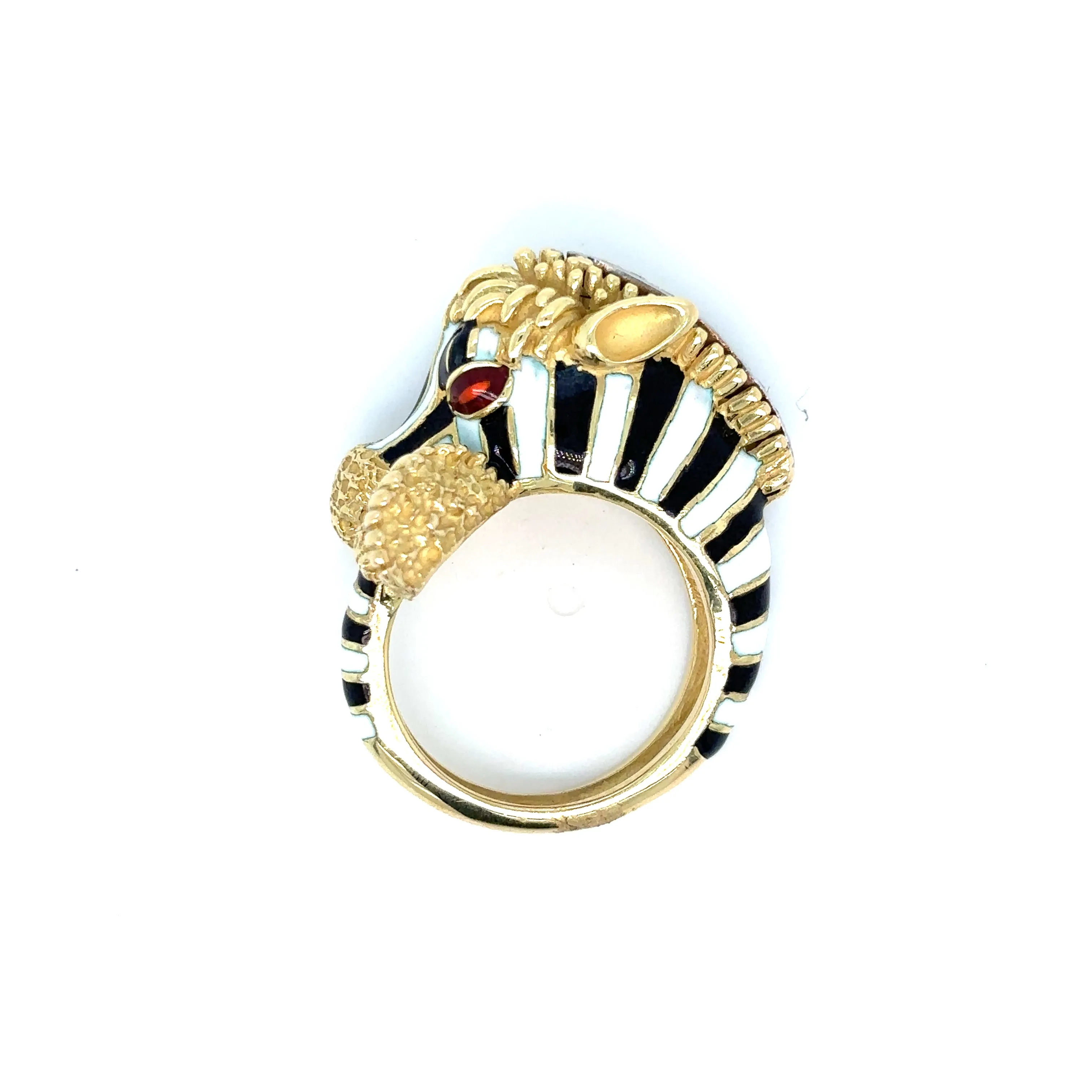 Frascarolo Italy Enamel Gold Zebra Ring