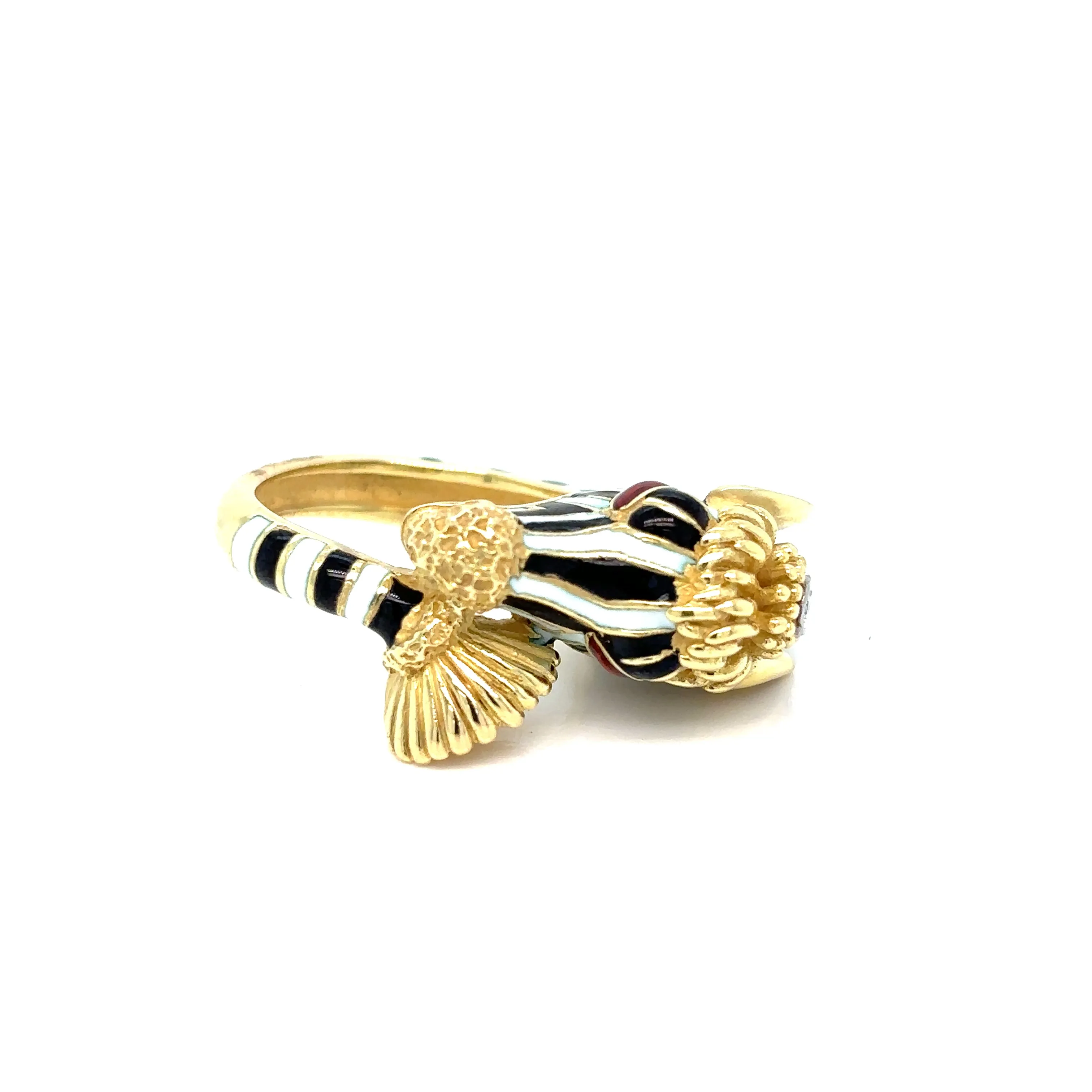 Frascarolo Italy Enamel Gold Zebra Ring