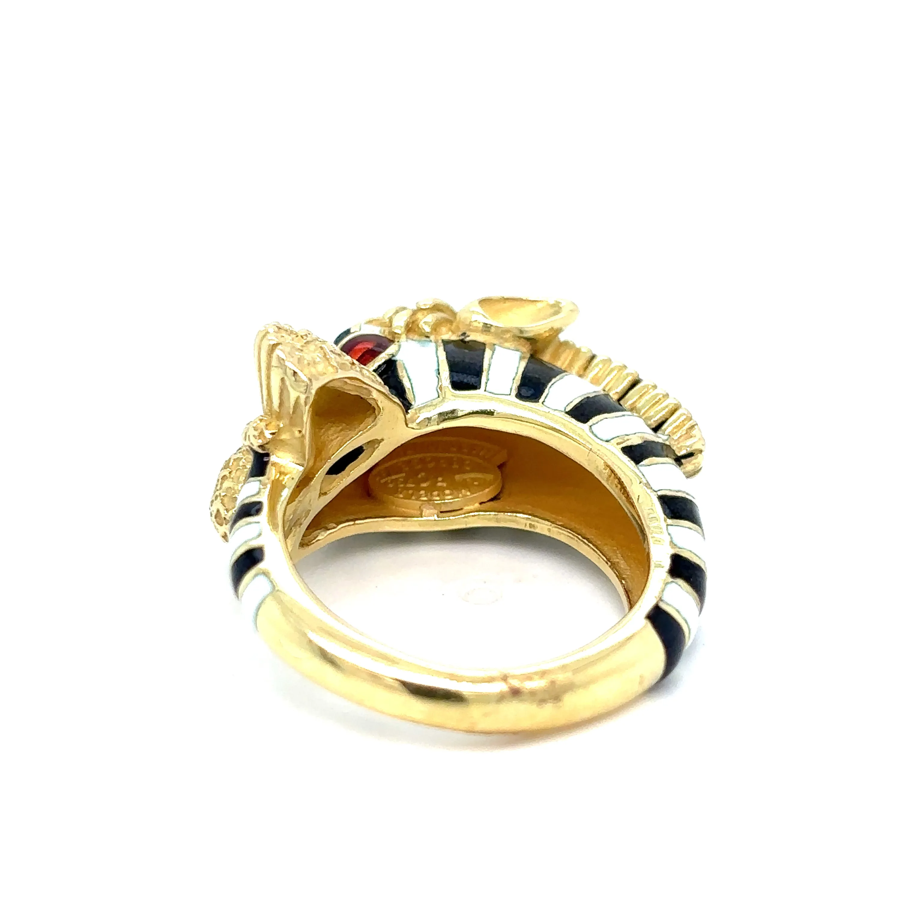 Frascarolo Italy Enamel Gold Zebra Ring