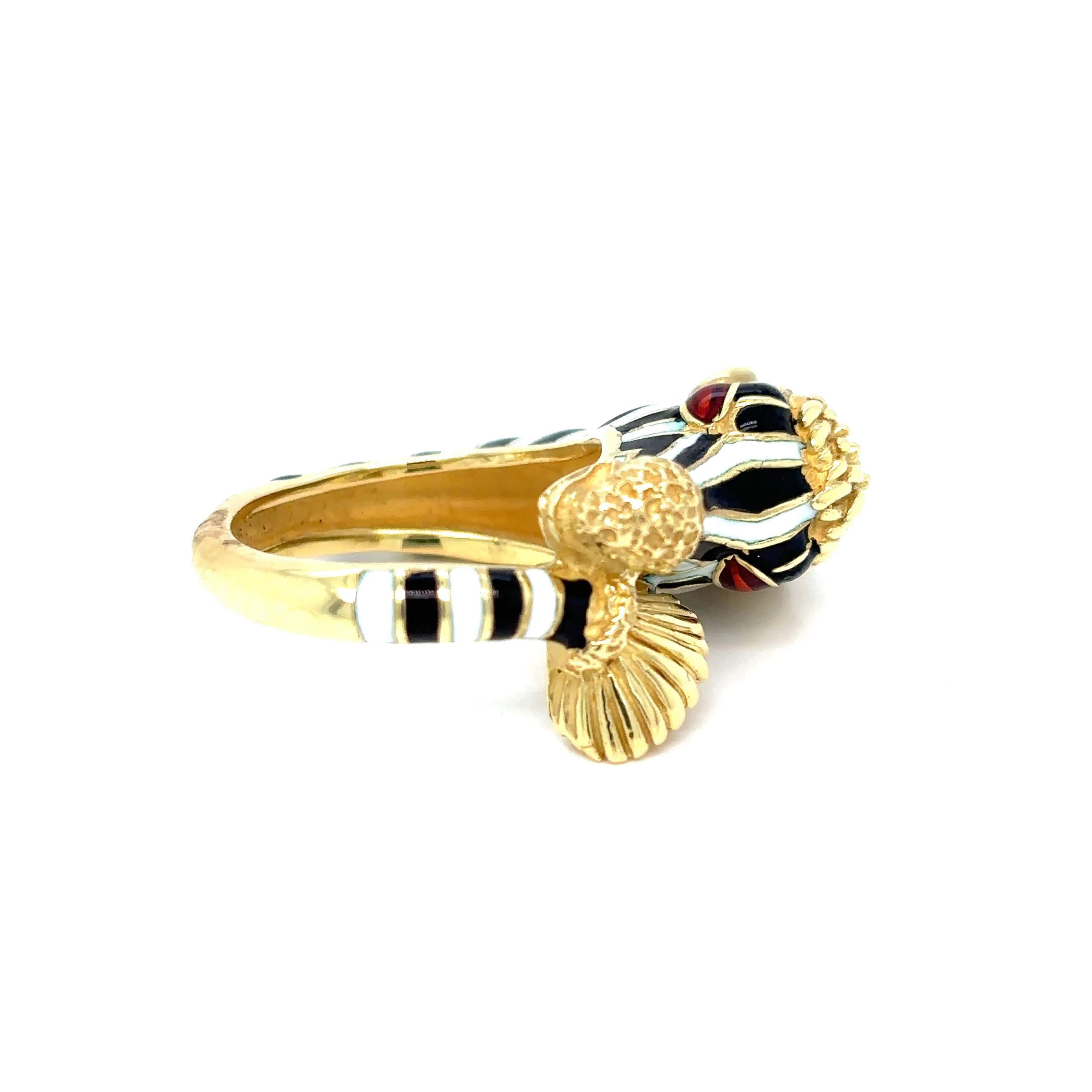 Frascarolo Italy Enamel Gold Zebra Ring