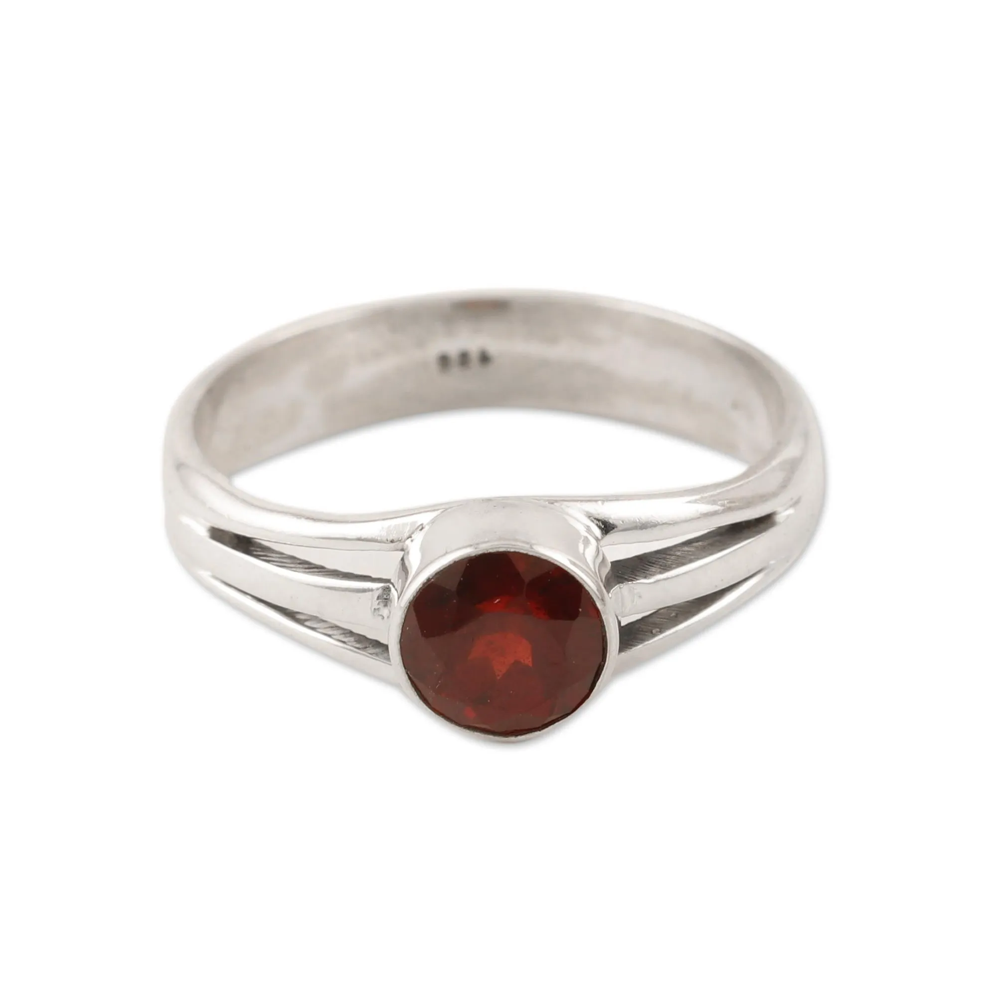 Garnet and Sterling Silver Cocktail Ring - Hazy Night | NOVICA
