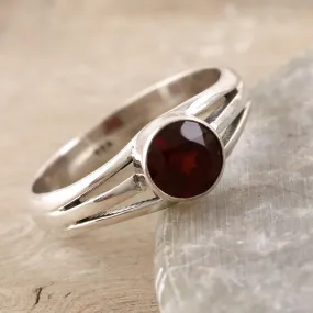 Garnet and Sterling Silver Cocktail Ring - Hazy Night | NOVICA
