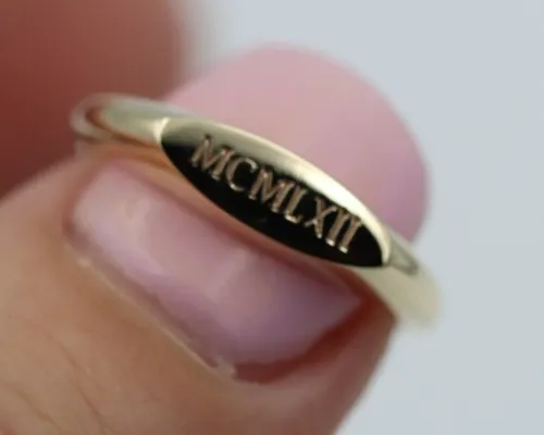 Genuine Solid 9ct Yellow, Rose or White Gold Signet Ring Engraved Initials or Numbers