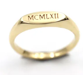 Genuine Solid 9ct Yellow, Rose or White Gold Signet Ring Engraved Initials or Numbers