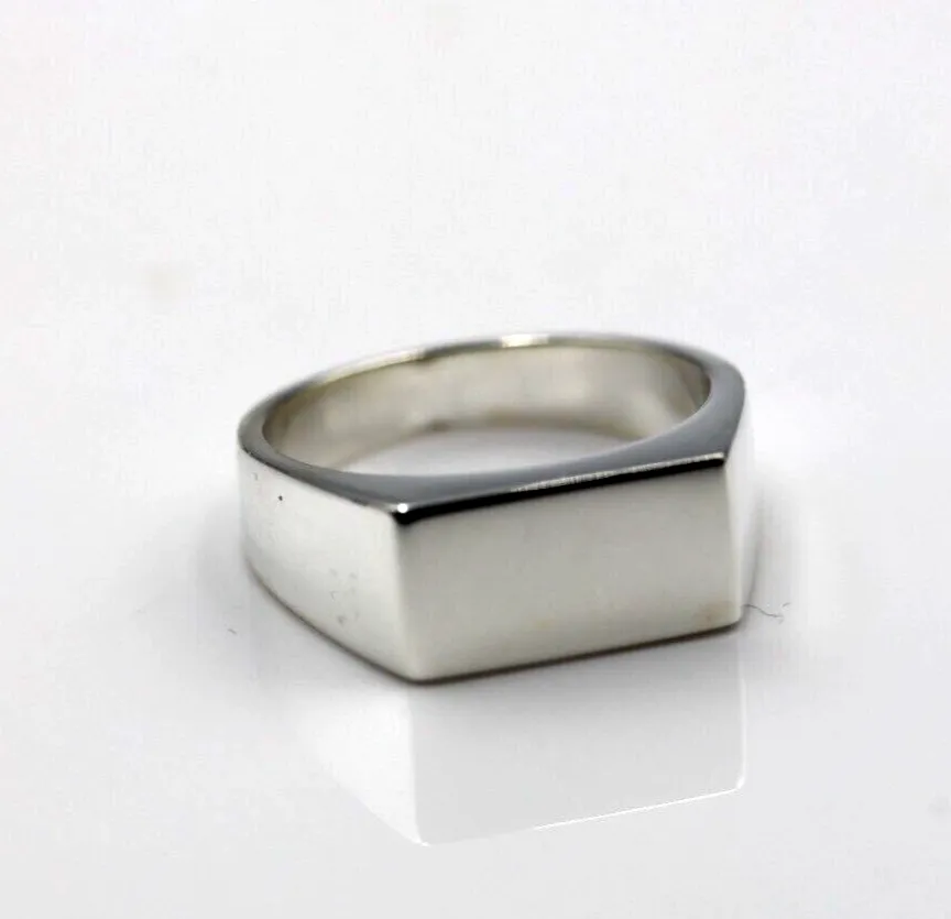 Genuine Sterling Silver 925 Rectangular Signet Ring 14mm x 7mm-  In your ring size