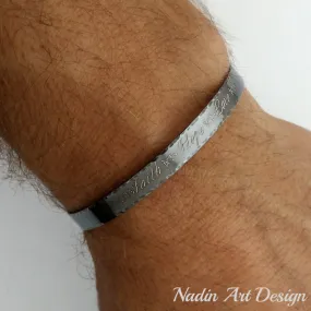 Gift for Men - Personalized Black Sterling Silver Bracelet