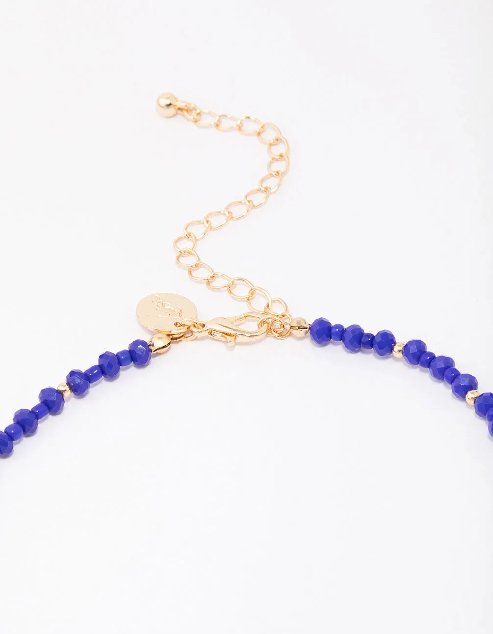 Gold & Blue Beaded Shell Necklace