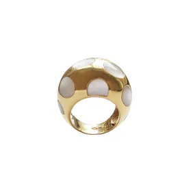 Gold and Mother of Pearl Bombe Ring