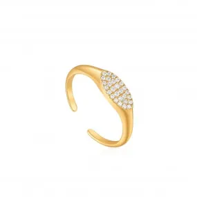 Gold Glam Adjustable Signet Ring R037-02G