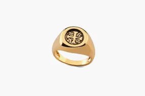 Gold "Macacos" Vintage Spanish Signet Coin Ring
