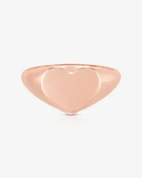 Golden Heart Signet Pinky Ring