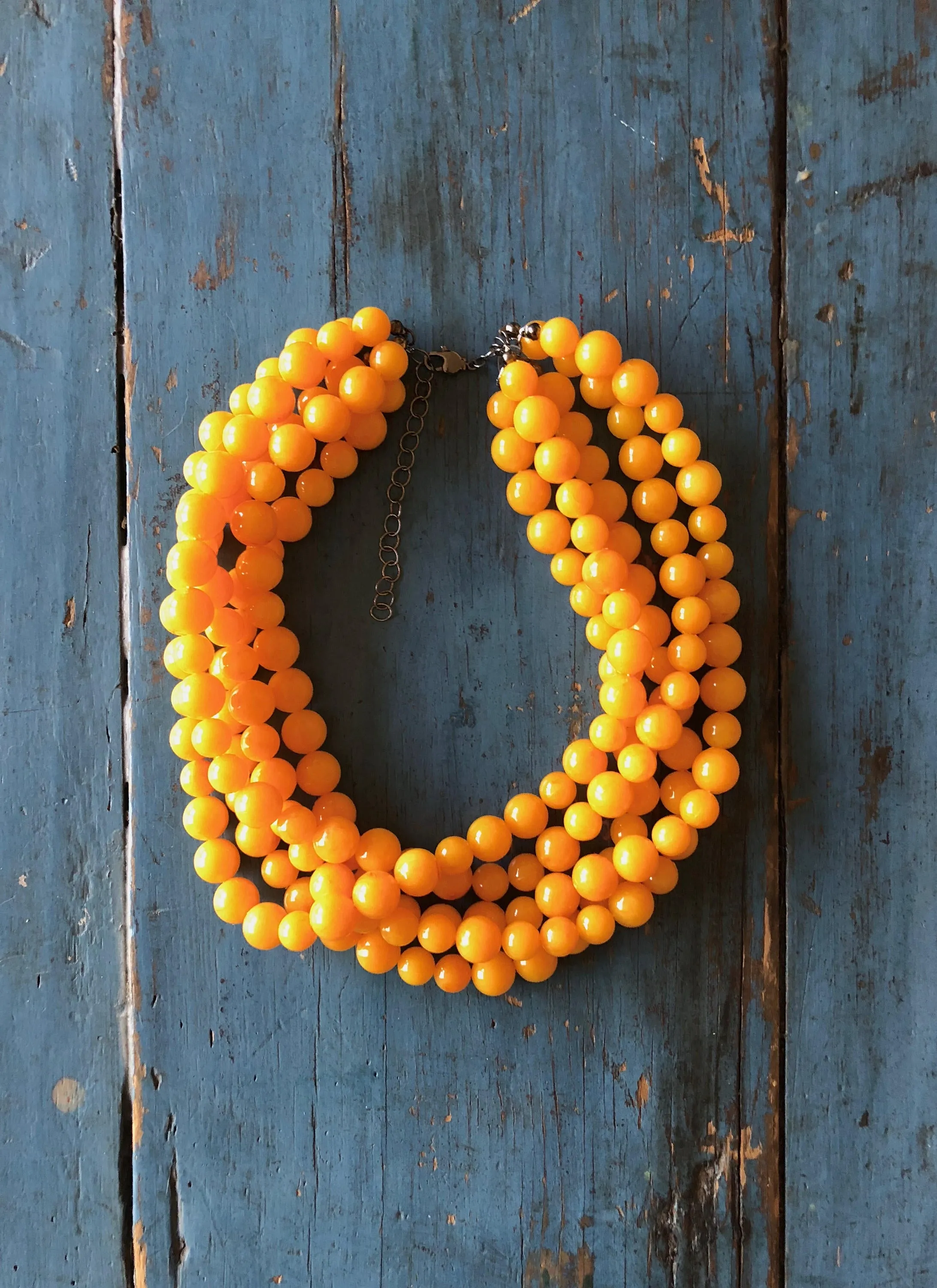 Golden Yellow Beaded Sylvie Statement Necklace