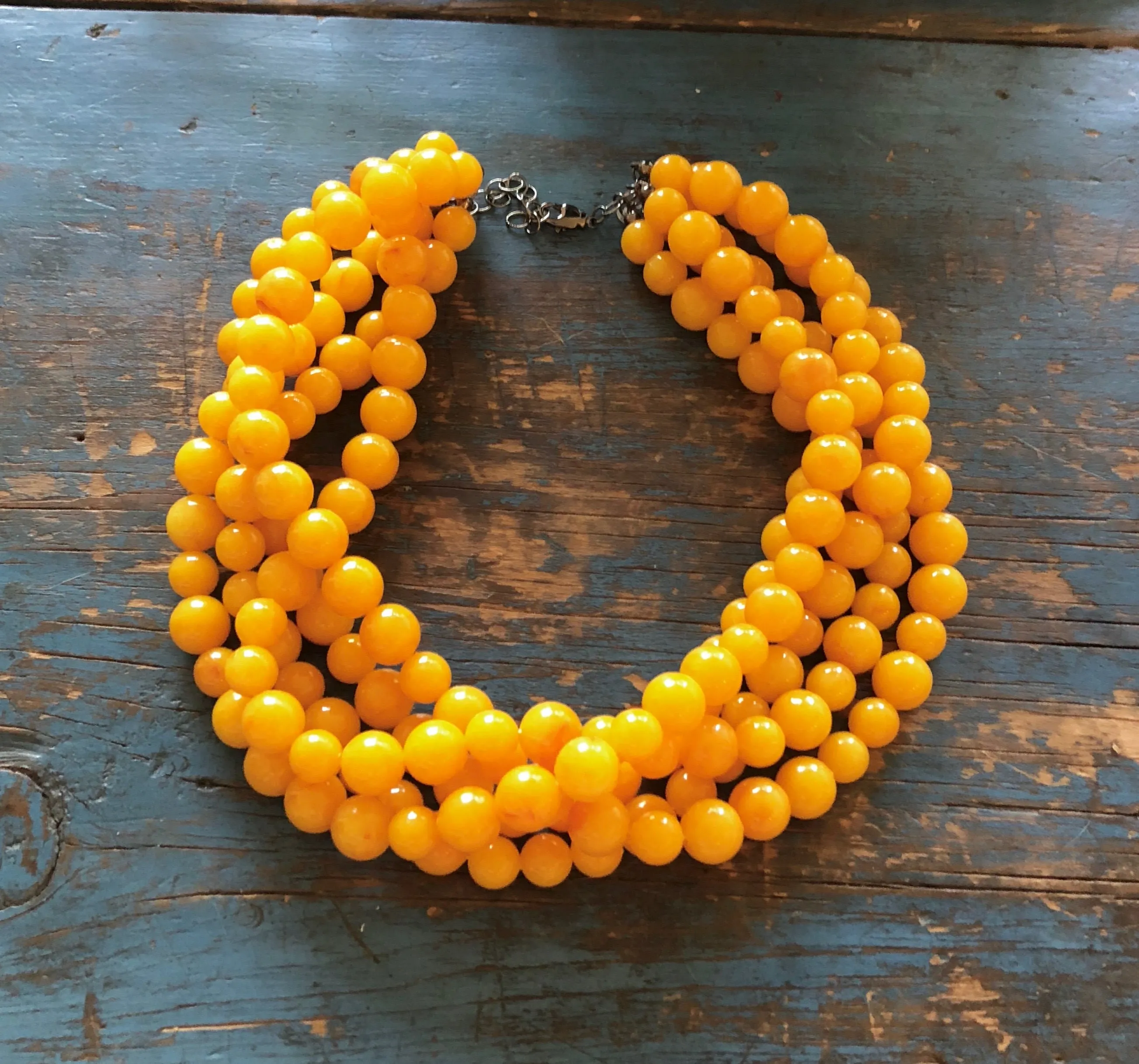 Golden Yellow Beaded Sylvie Statement Necklace