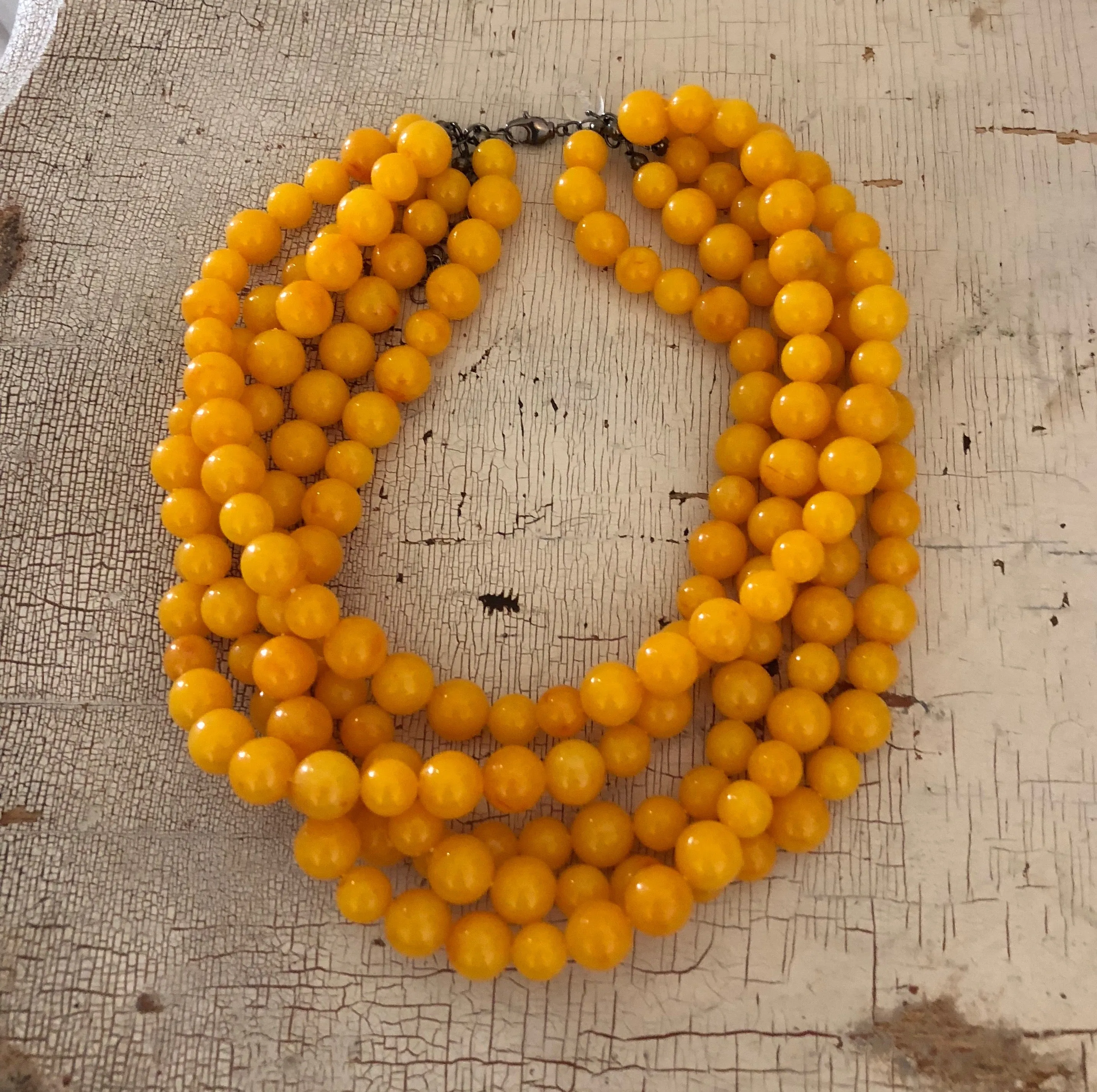 Golden Yellow Beaded Sylvie Statement Necklace