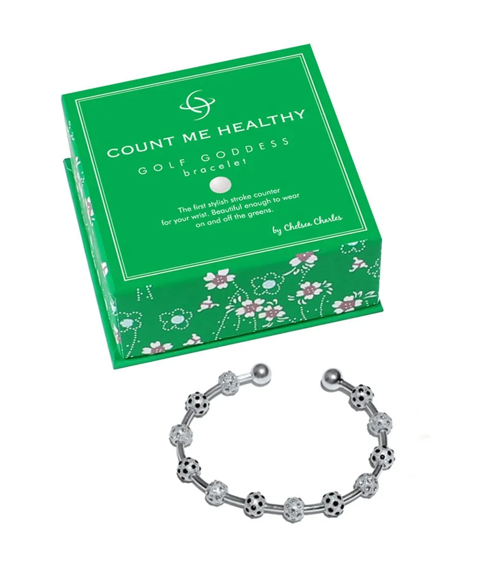 Golf Goddess Onyx and Clear Crystal Stroke Counter Bracelet