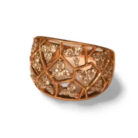 Gorgeous 14K Pink Rose Gold Diamond Beehive Cocktail Ring