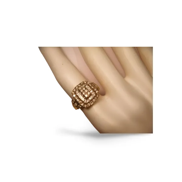 Gorgeous Estate 14K Yellow Gold Baguette Diamond Cocktail Band Ring
