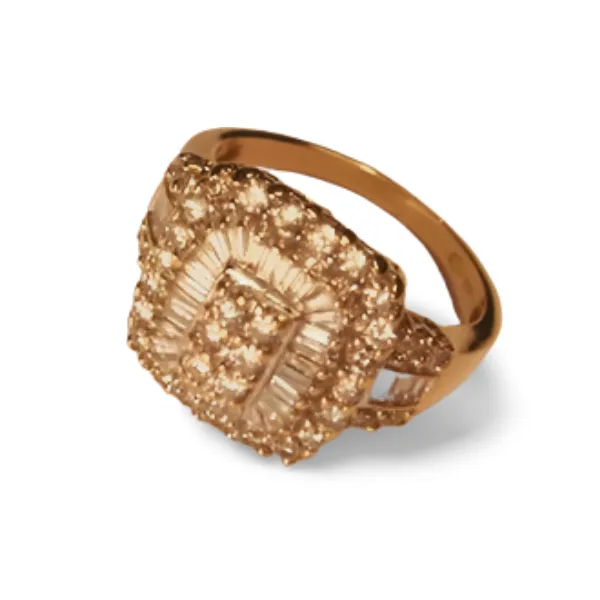 Gorgeous Estate 14K Yellow Gold Baguette Diamond Cocktail Band Ring