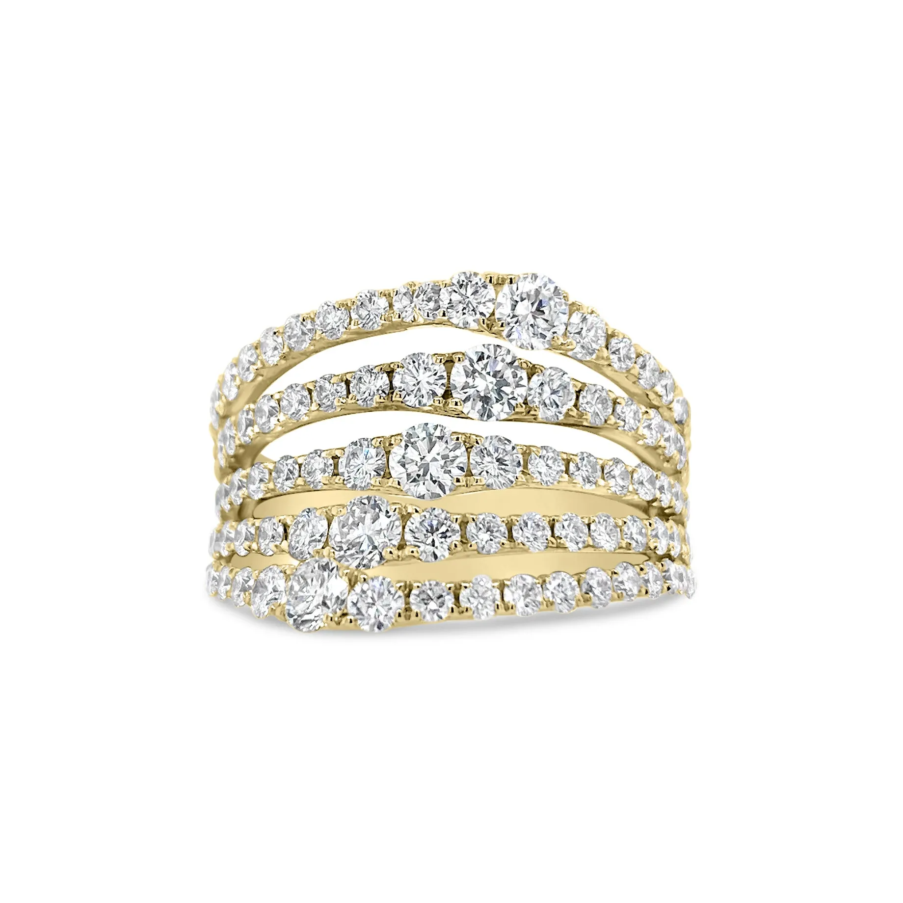 Graduated Diamond Multi-Band Ring