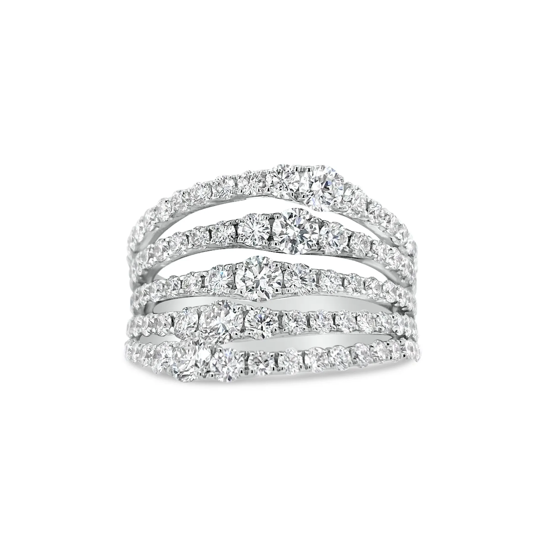 Graduated Diamond Multi-Band Ring