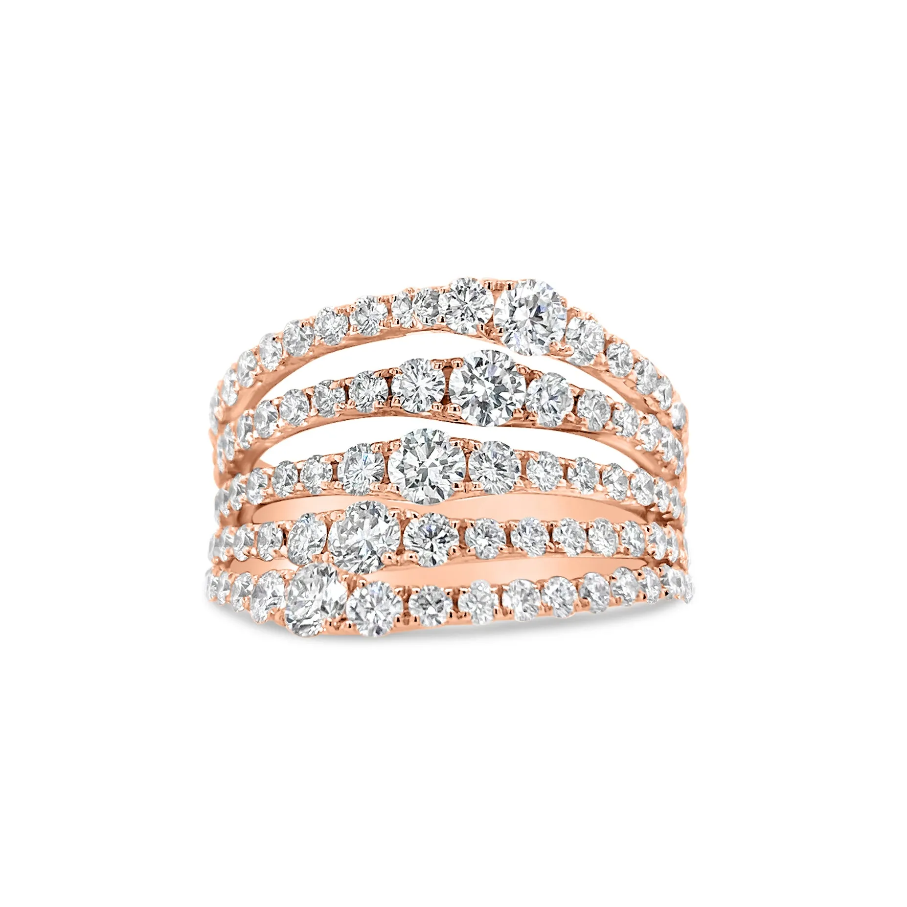 Graduated Diamond Multi-Band Ring