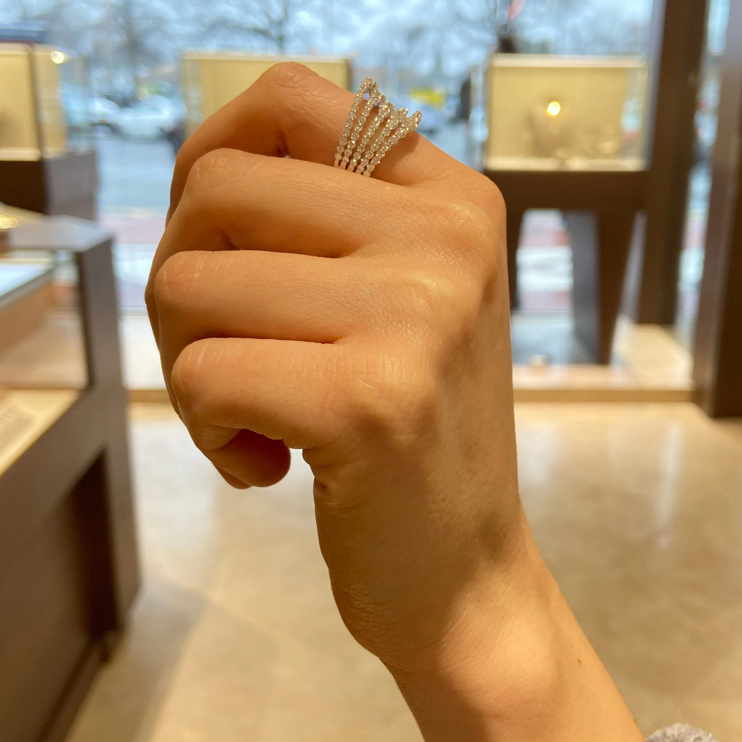 Graduated Diamond Multi-Band Ring