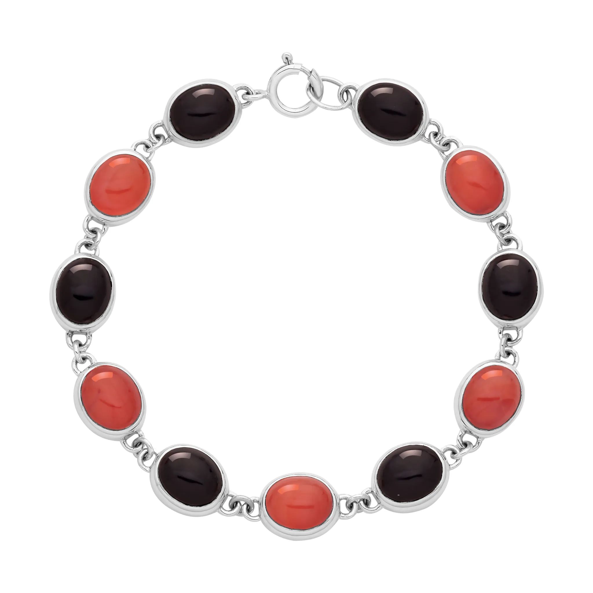 HALLOWEEN EVERYDAY - Onyx, Carnelian & Sterling Silver Bracelet