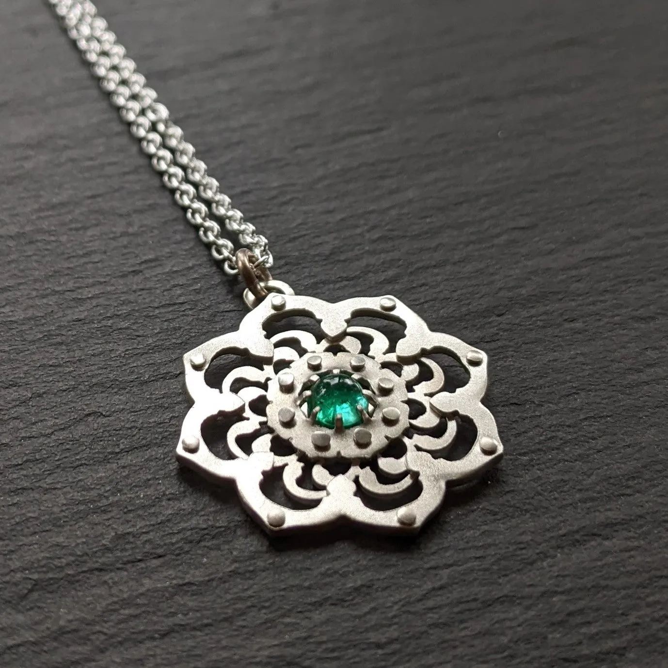 Handcut Emerald Lotus