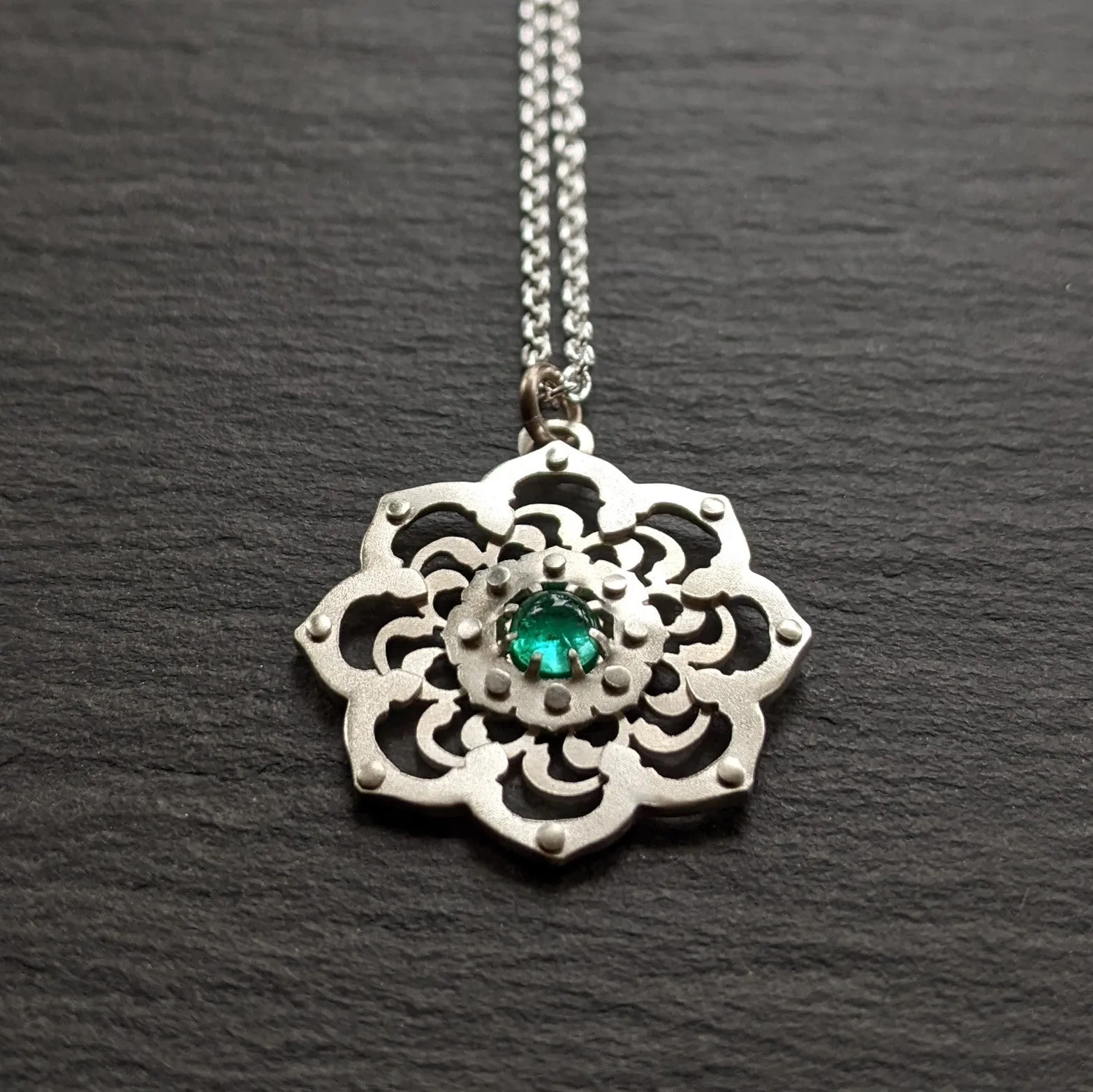 Handcut Emerald Lotus