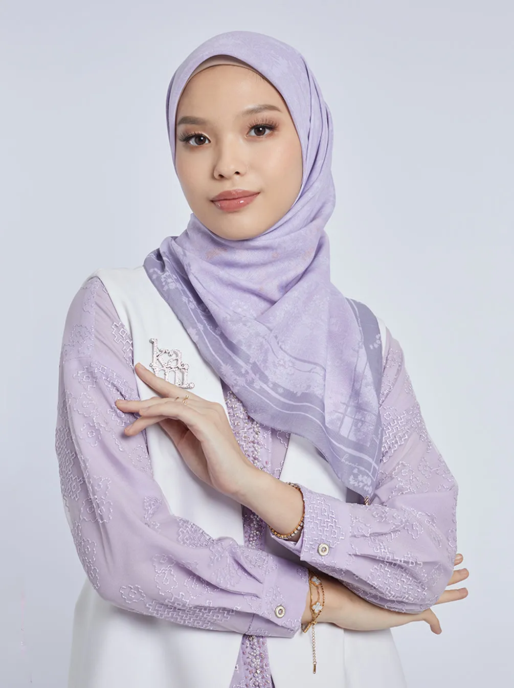 HARUNA LEAVES SIGNATURE SCARF LAVENDULA