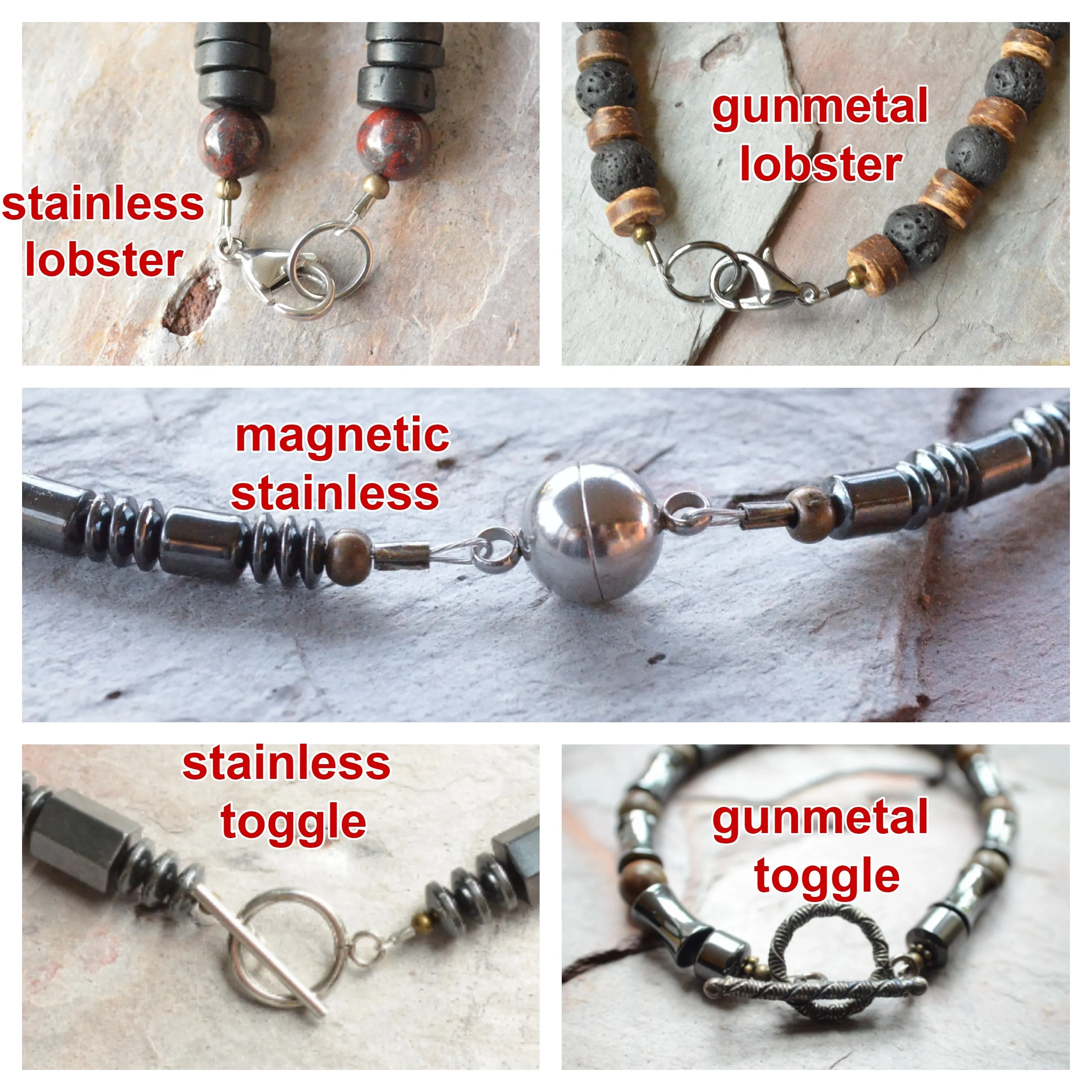 Hematite Onyx Gray Black Beaded Long Mens Necklace - Jayce